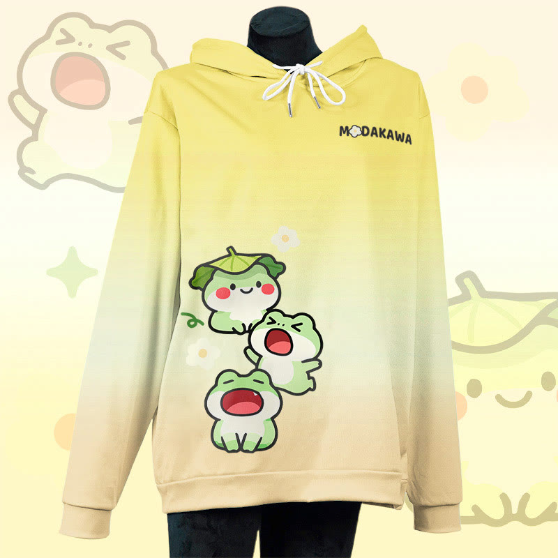 MODAKAWA Pullover-Hoodie mit Allover-Print und Goofy-Frosch-Motiv - Yellow - 6XL - image 2