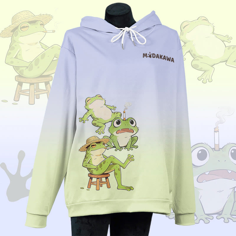 MODAKAWA Smoking Frog Graphic All Over Print Pullover Hoodie - Purple - 6XL - image 2