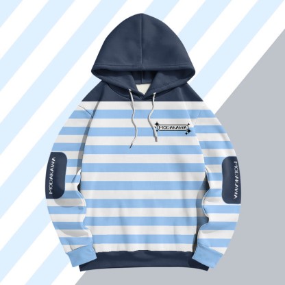 MODAKAWA Pullover-Hoodie mit Streifen- und Buchstabenprint - Blue - 6XL - image 2