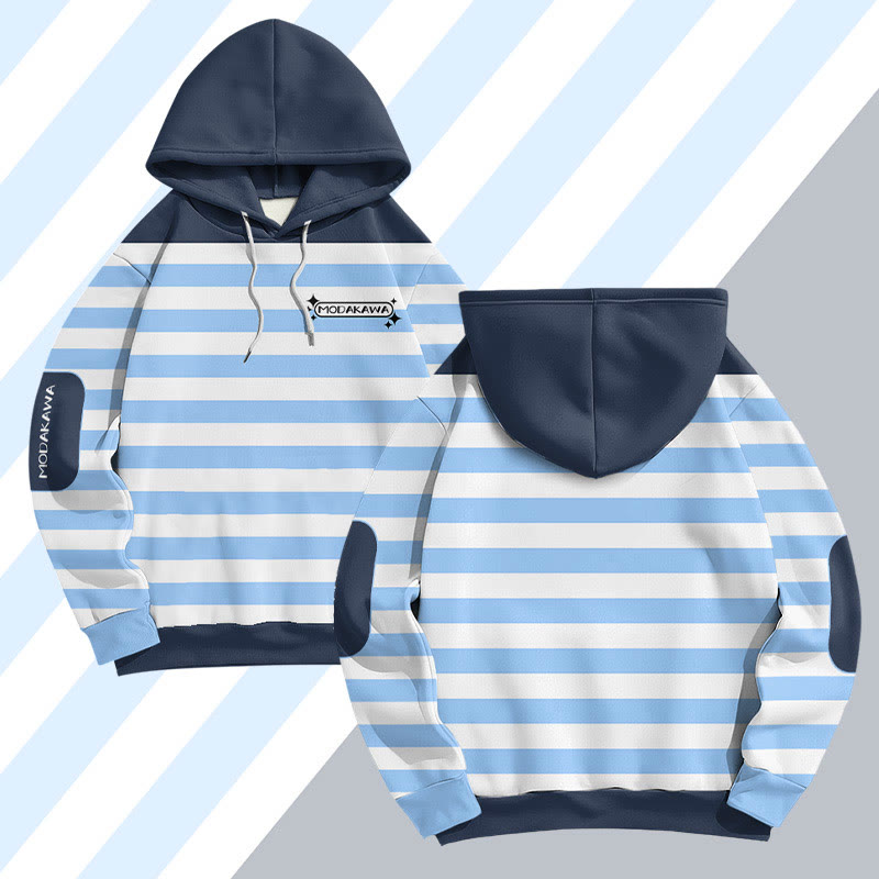 MODAKAWA Pullover-Hoodie mit Streifen- und Buchstabenprint - image 1