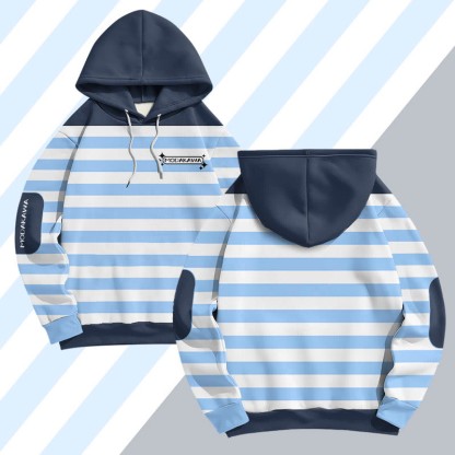 MODAKAWA Pullover-Hoodie mit Streifen- und Buchstabenprint - image 1