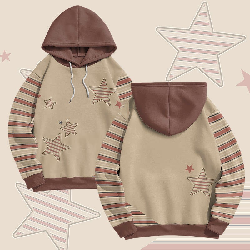 MODAKAWA Pullover-Hoodie mit Streifen- und Sternenmuster und Allover-Print - image 1
