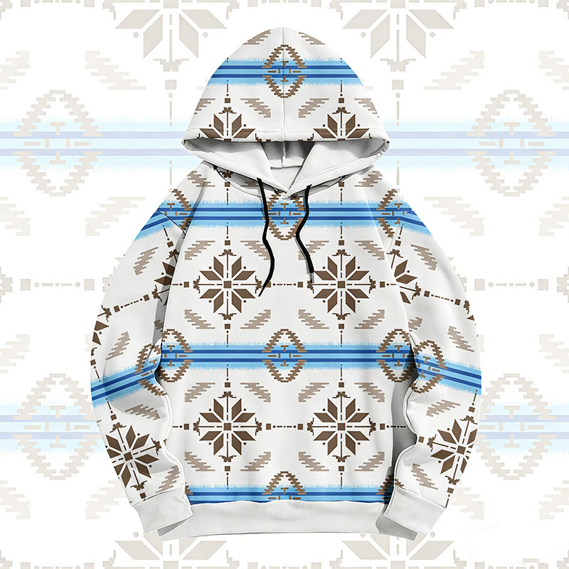 MODAKAWA Pullover-Hoodie mit symmetrischem geometrischem Allover-Print - White A - 6XL - image 2