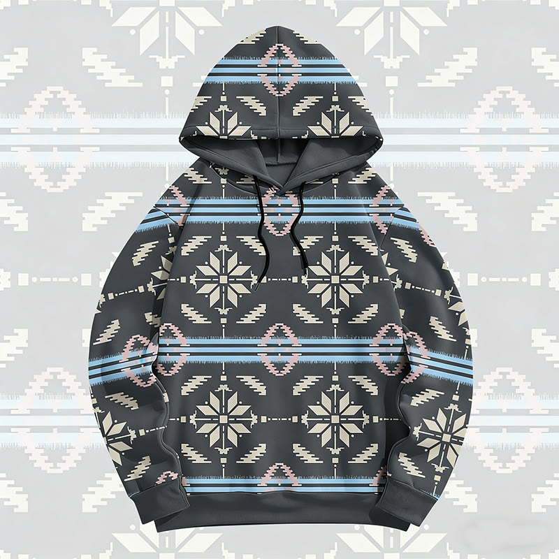 MODAKAWA Pullover-Hoodie mit symmetrischem geometrischem Allover-Print - Grey - 6XL - image 1
