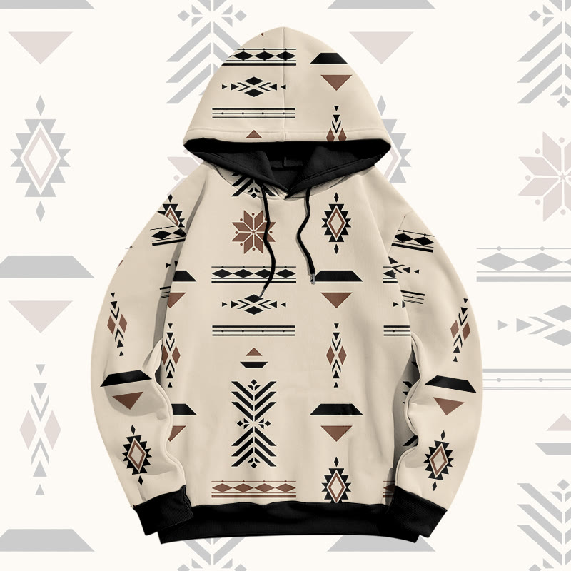 MODAKAWA Pullover-Hoodie mit geometrischem Allover-Print - Apricot - 6XL - image 3