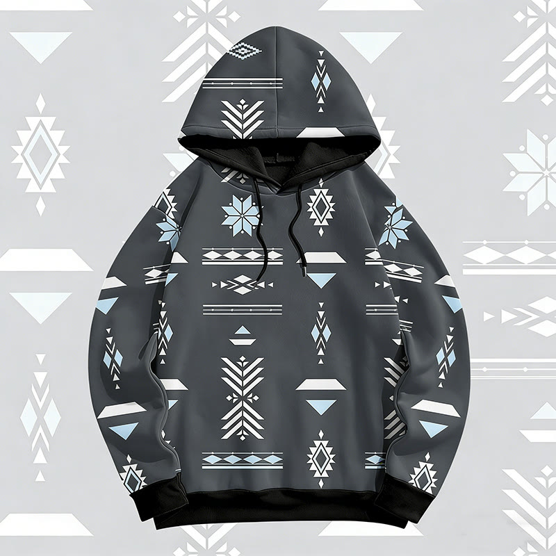 MODAKAWA Pullover-Hoodie mit geometrischem Allover-Print - Grey - 6XL - image 2