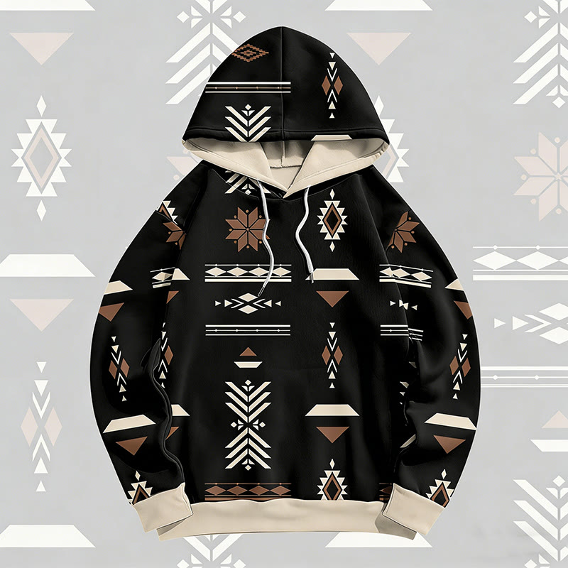 MODAKAWA Pullover-Hoodie mit geometrischem Allover-Print - Black - 6XL - image 1