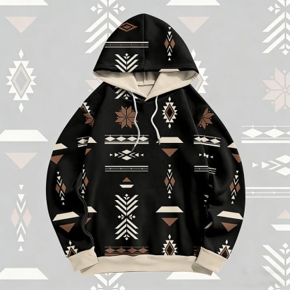 MODAKAWA Pullover-Hoodie mit geometrischem Allover-Print - Black - 6XL - image 1