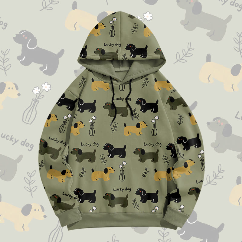 MODAKAWA Lucky Dog Pullover-Hoodie mit Allover-Print - Green - 6XL - image 2