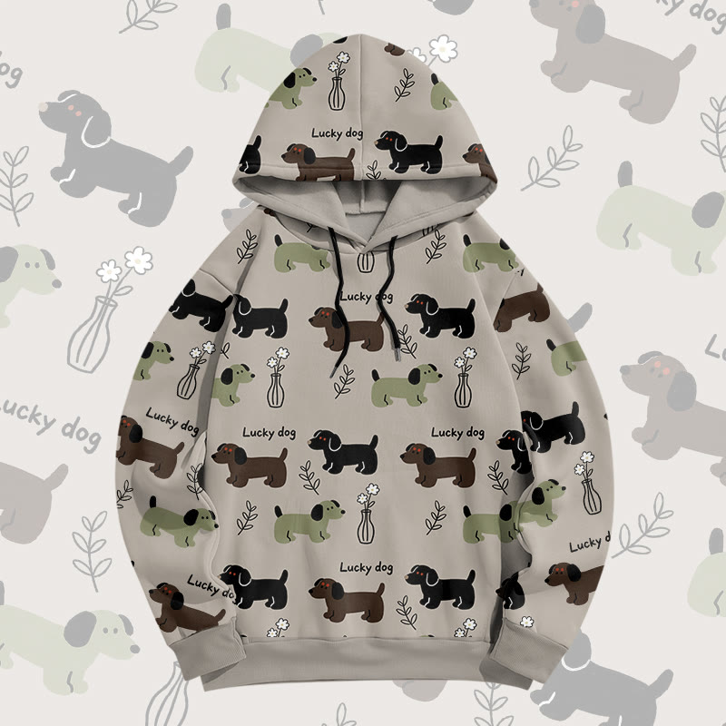 MODAKAWA Lucky Dog Pullover-Hoodie mit Allover-Print - Khaki - 6XL - image 1