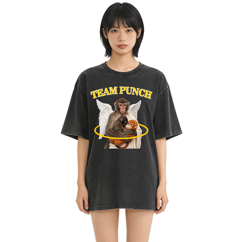 TEAM PUNCH Angel Monkey Graphic Modakawa Unisex Vintage Washed T-Shirt - image 3