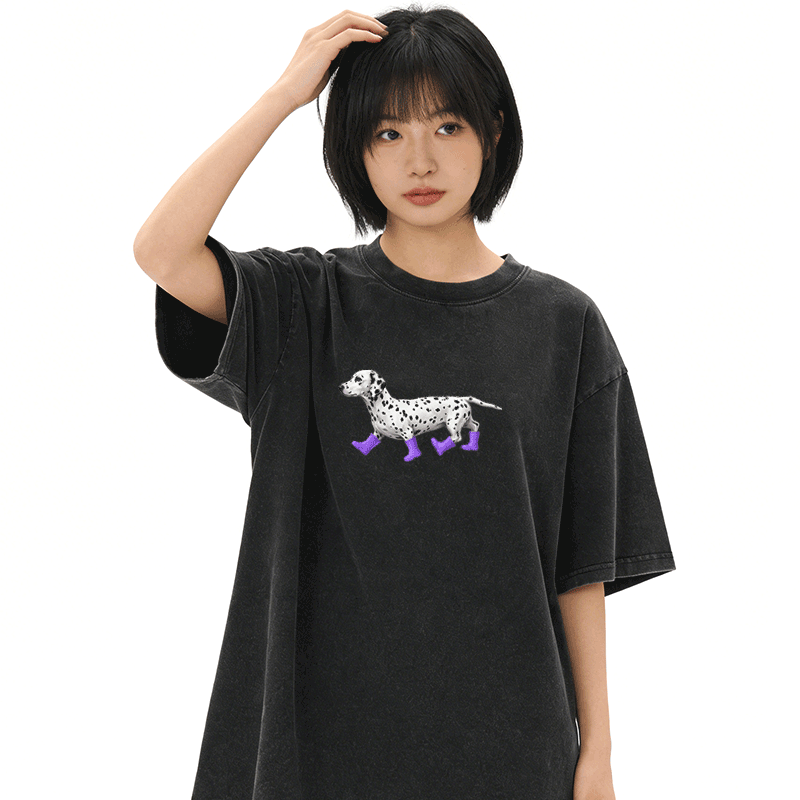 Dalmatiner-Grafik Modakawa Unisex Vintage Washed T-Shirt - image 1