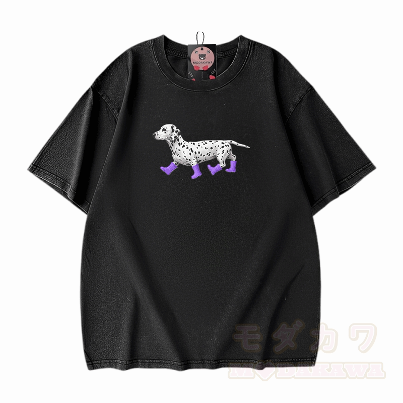 Dalmatiner-Grafik Modakawa Unisex Vintage Washed T-Shirt - Schwarz - 5XL - image 2