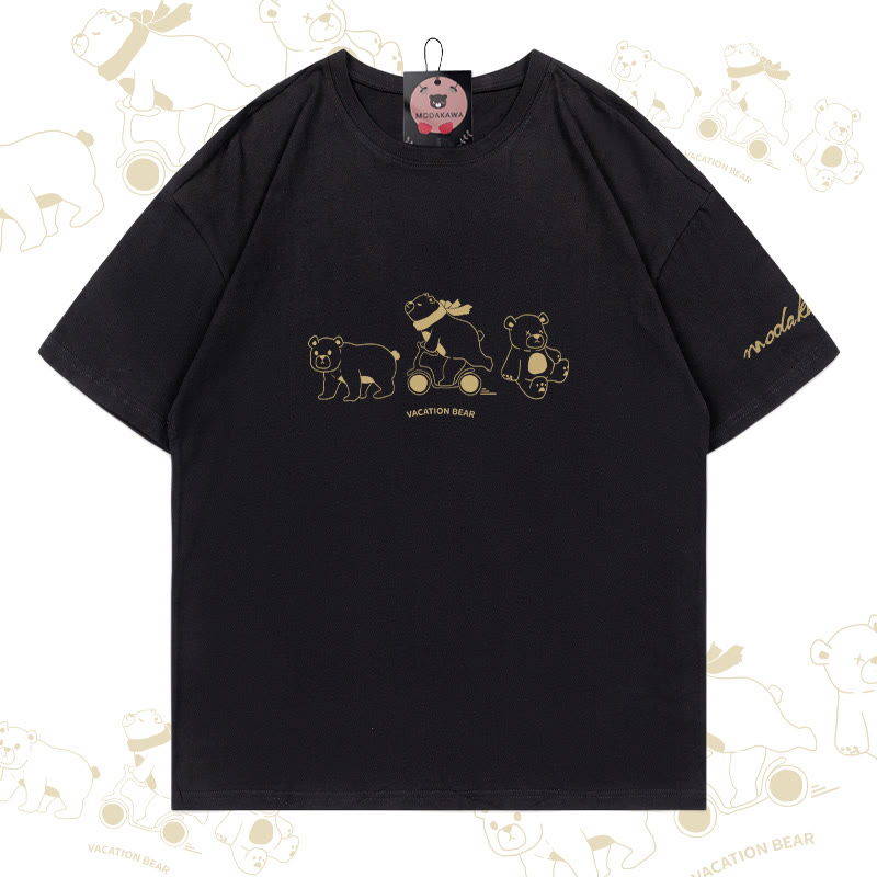 VACATION BEAR Grafik Modakawa Baumwoll-T-Shirt - Black - 5XL - image 1