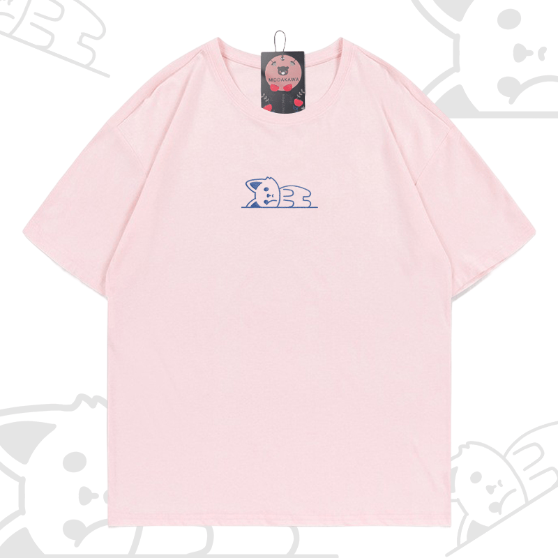 Modakawa-Baumwoll-T-Shirt mit gesticktem liegenden Fuchs - Pink - 5XL - image 2