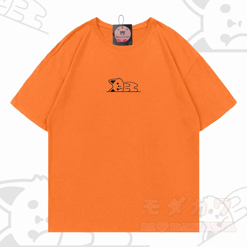 Modakawa-Baumwoll-T-Shirt mit gesticktem liegenden Fuchs - Orange - 5XL - image 7