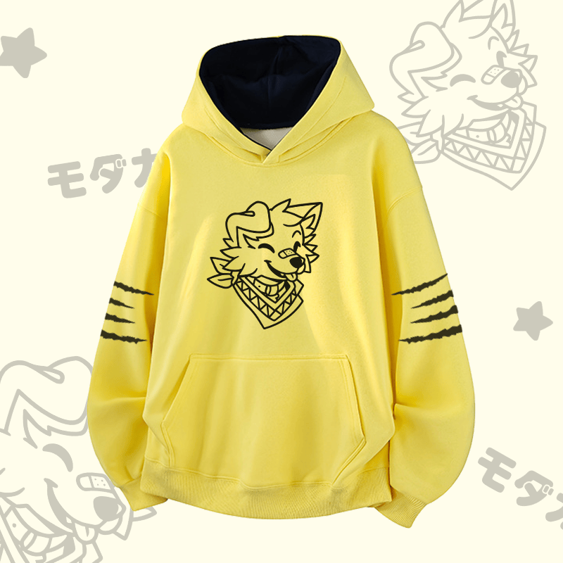 MODAKAWA X popipeko Pullover mit lächelndem Welpenmotiv und Kontrastfutter - Yellow - 3XL - image 1