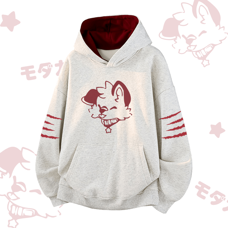 MODAKAWA X popipeko Joyful Puppy Graphic Contrast Lining Pullover - Grey - 3XL - image 1
