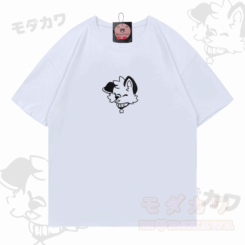 MODAKAWA X popipeko Besticktes T-Shirt mit fröhlichem Welpenmotiv aus Baumwolle - Weiß - 5XL - image 4