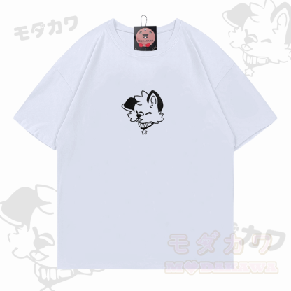 MODAKAWA X popipeko Besticktes T-Shirt mit fröhlichem Welpenmotiv aus Baumwolle - Weiß - 5XL - image 4