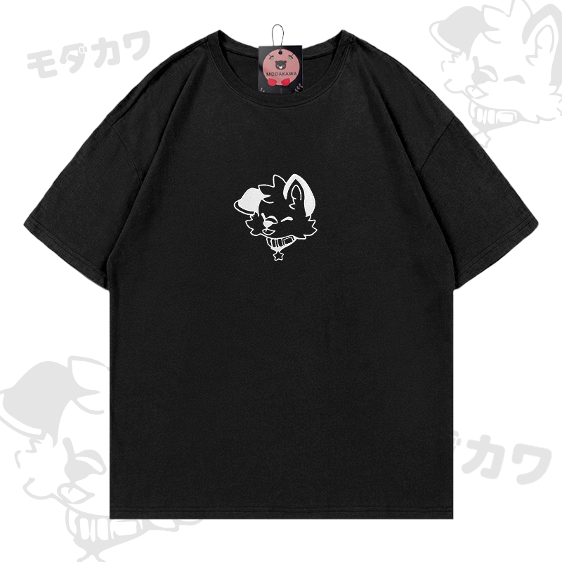 MODAKAWA X popipeko Besticktes T-Shirt aus Baumwolle mit fröhlichem Welpenmotiv - Black - 5XL - image 3