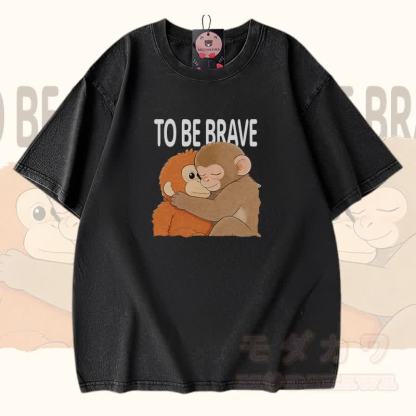 MUTIG SEIN Umarmender Affe Modakawa Vintage gewaschenes T-Shirt aus 100 % Baumwolle - Schwarz - 5XL - image 2