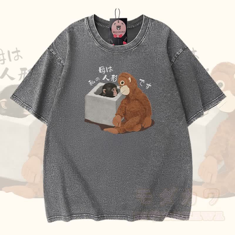 Monkey Modakawa Vintage Washed 100% Cotton T-Shirt - Grau - 5XL - image 1