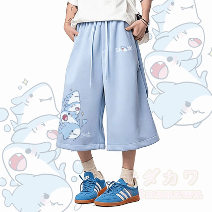 Modakawa Wide Leg Cropped Pants mit Hai-Motiv - image 1