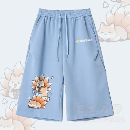 Modakawa Hose mit weitem Bein und neunschwänzigem Fuchs-Motiv - Blau - 2XL - image 2