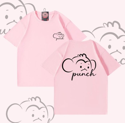 PUNCH Monkey Graphic Modakawa 100% Baumwoll-T-Shirt - Pink - 5XL - image 2