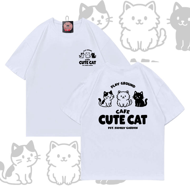 Modakawa T-Shirt mit niedlichem Katzenmotiv aus 100 % Baumwolle - White - 5XL - image 3