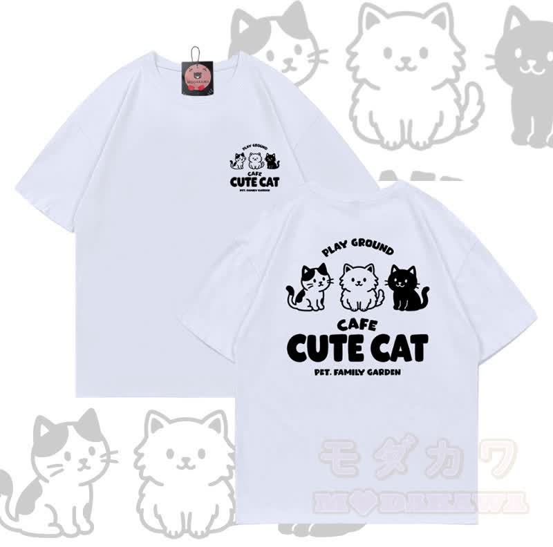 Niedliches Katzenmotiv – Modakawa T-Shirt aus 100 % Baumwolle - Weiß - 5XL - image 2