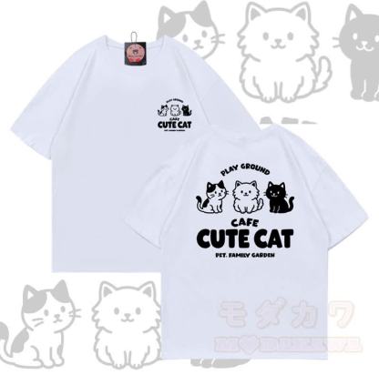 Niedliches Katzenmotiv – Modakawa T-Shirt aus 100 % Baumwolle - Weiß - 5XL - image 2