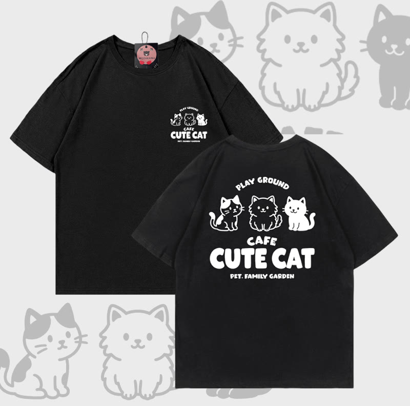 Modakawa T-Shirt mit niedlichem Katzenmotiv aus 100 % Baumwolle - Black - 5XL - image 2
