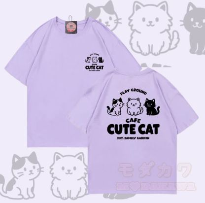 Niedliches Katzenmotiv – Modakawa T-Shirt aus 100 % Baumwolle - Lila - 5XL - image 4