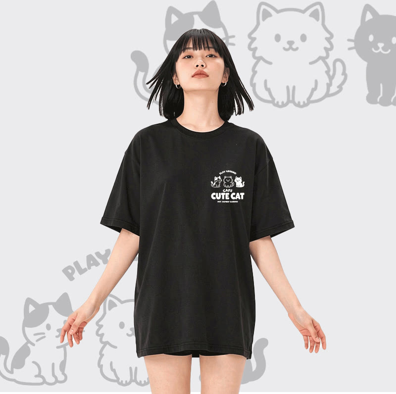Modakawa T-Shirt mit niedlichem Katzenmotiv aus 100 % Baumwolle - image 1