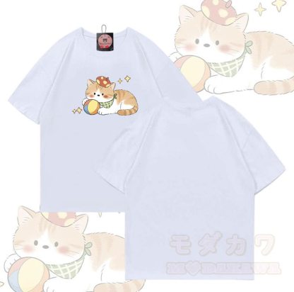 Modakawa T-Shirt aus 100 % Baumwolle mit Katzenmotiv - Weiß - 5XL - image 3