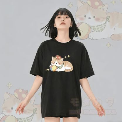 Modakawa T-Shirt aus 100 % Baumwolle mit Katzenmotiv - image 2