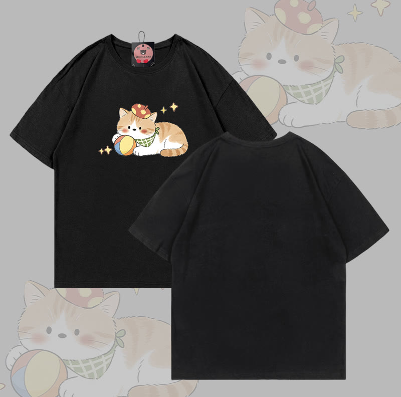 Modakawa T-Shirt mit Katzenmotiv aus 100 % Baumwolle - Black - 5XL - image 1