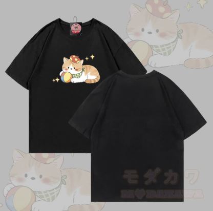 Modakawa T-Shirt aus 100 % Baumwolle mit Katzenmotiv - Schwarz - 5XL - image 1