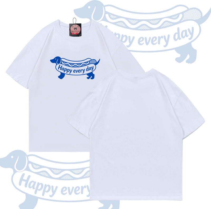 Jeden Tag HAPPY – Hot-Dog-Grafik – Modakawa T-Shirt aus 100 % Baumwolle - White - 5XL - image 2