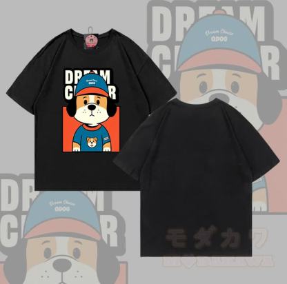DREAM CRASER Hunde-Grafik Modakawa 100% Baumwoll-T-Shirt - Schwarz - 5XL - image 2