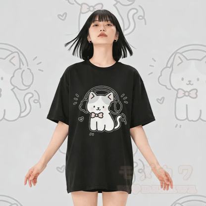 Modakawa T-Shirt mit Musikkatzen-Motiv aus 100 % Baumwolle - image 3