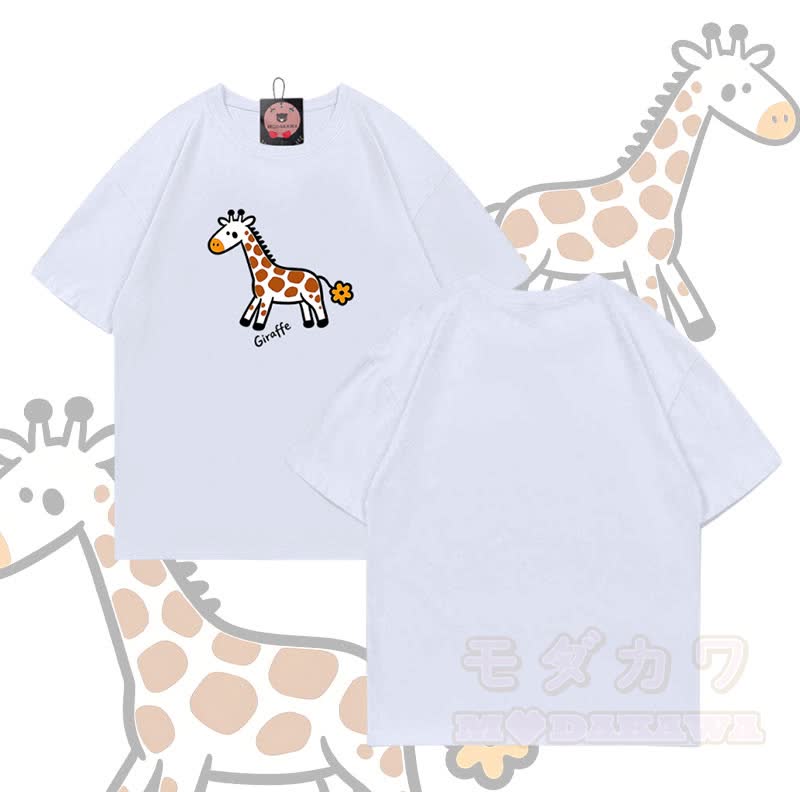 Giraffenmotiv Modakawa T-Shirt aus 100 % Baumwolle - Weiß - 5XL - image 3