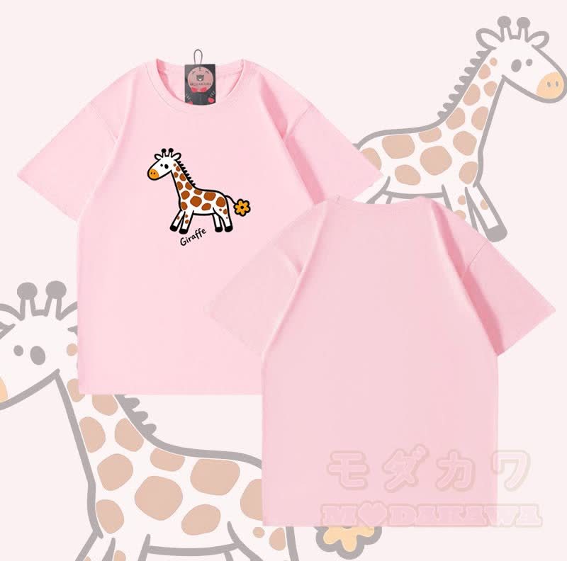Giraffenmotiv Modakawa T-Shirt aus 100 % Baumwolle - Rosa - 5XL - image 4