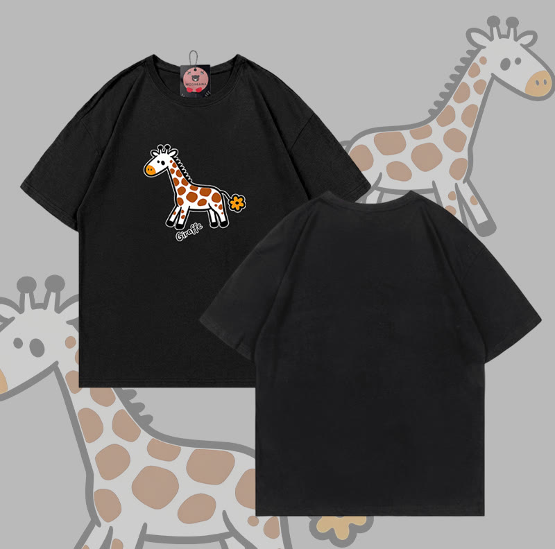 Giraffenmotiv Modakawa T-Shirt aus 100 % Baumwolle - Black - 5XL - image 2