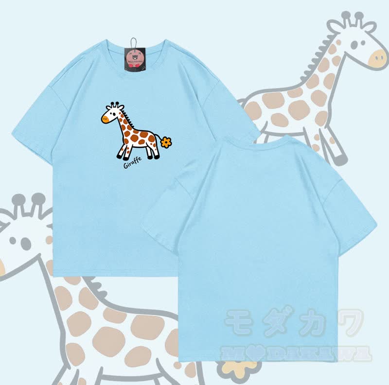 Giraffenmotiv Modakawa T-Shirt aus 100 % Baumwolle - Himmelblau - 5XL - image 7