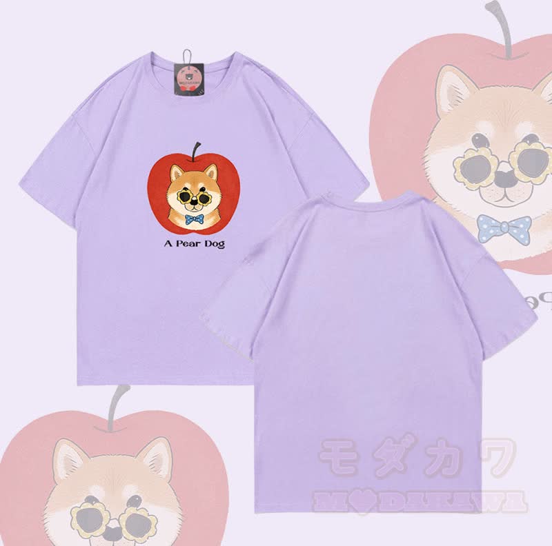 Ein PEAR DOG Grafik Modakawa 100% Baumwoll-T-Shirt - Lila - 5XL - image 5