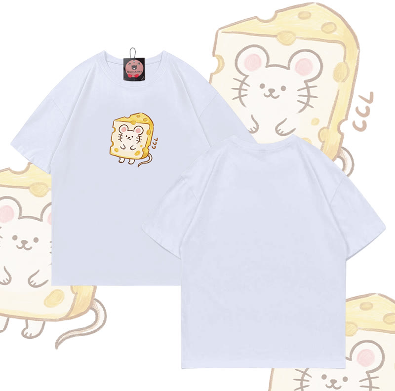 Modakawa T-Shirt mit Käsemaus-Motiv, 100 % Baumwolle - White - 5XL - image 1