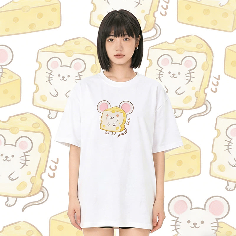 Modakawa T-Shirt mit Käsemaus-Motiv, 100 % Baumwolle - image 2